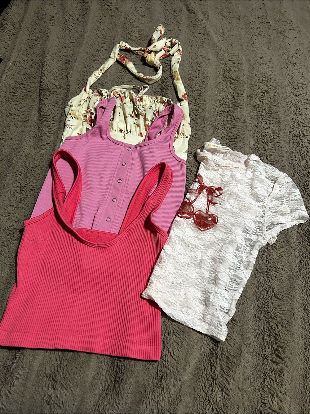 Women’s Pink & Hot Pink Ribbed Tank Top - No Brand